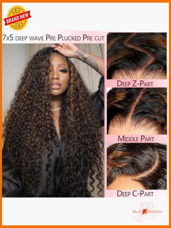 Deep Wave Glueless Wig Human Hair HD Lace Pre Plucked 210% Density Wear and Go